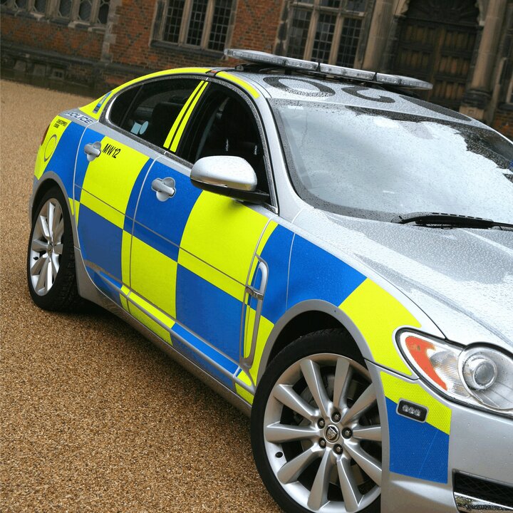 reflective vinyl on a police car